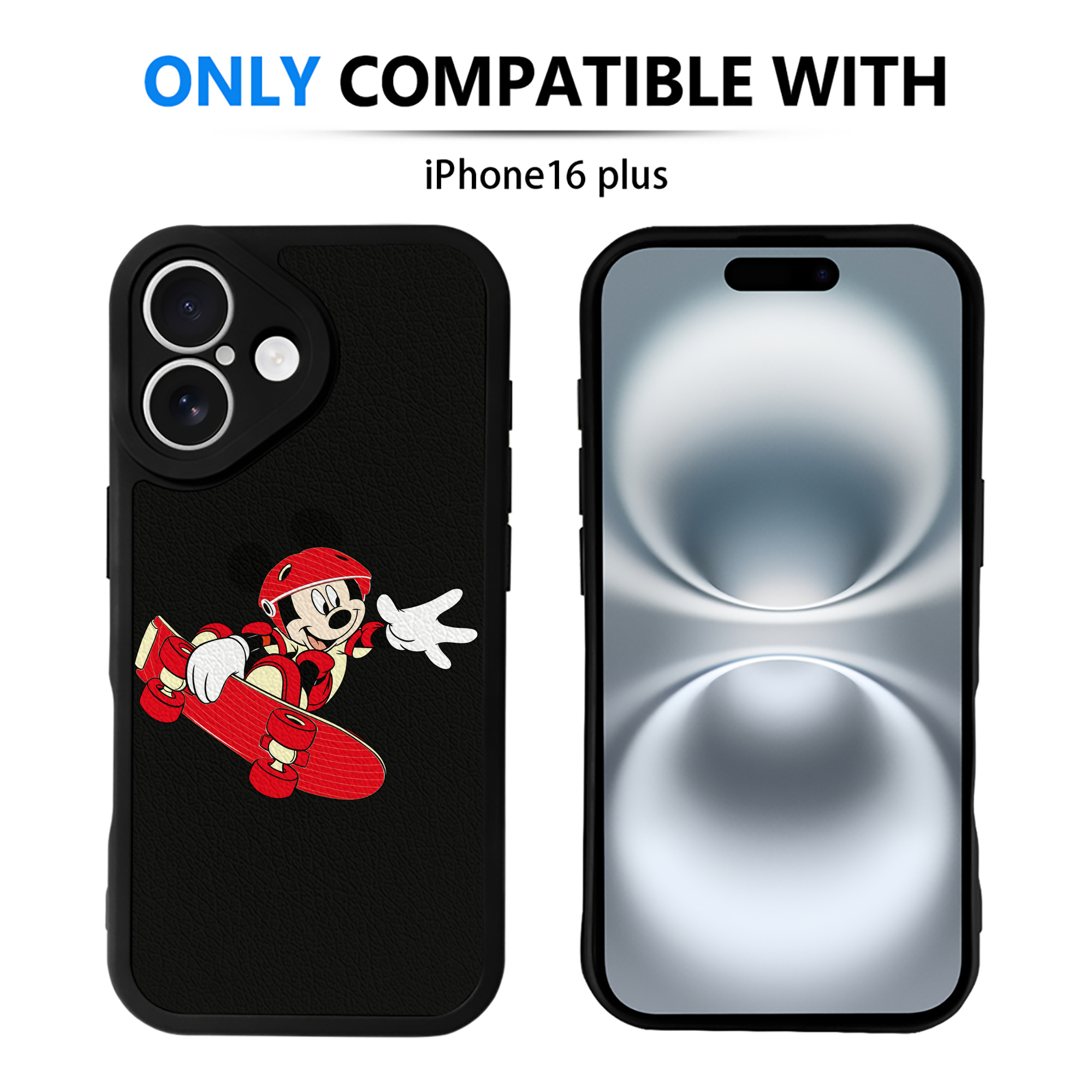 （画像用） ミッキーマウス Mickey Mouse 【iPhone 16シリーズ対応】シリコンスマホケース（レザー調） 材質：シリコン